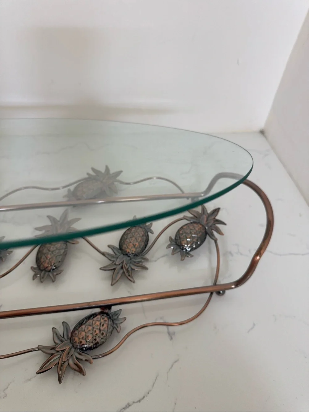 Home Essentials Bronze-Tone Pineapple Glass Serving Tray